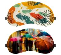 Rainy Day Lot de 2 cache-yeux et masques pour les yeux Parapluies colorés dans la rue Bloquant la lumière, doux et respirant