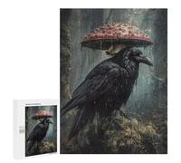 Rainy Forest Raven with Umbrella Mushroom-1 Puzzle 1000 Pièces Educa Jouet en Bois Cadeau Unique Décoration Intérieure Jeu Éducatif Challenge Toy Adultes Et Enfants À Partir De 14 Ans 500 PCS