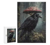 Rainy Forest Raven with Umbrella Mushroom-1 Puzzle 1000 Pièces Educa Jouet en Bois Cadeau Unique Décoration Intérieure Jeu Éducatif Challenge Toy Adultes Et Enfants À Partir De 14 Ans 300 PCS
