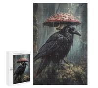 Rainy Forest Raven with Umbrella Mushroom-1 Puzzle 1000 Pièces Educa Jouet en Bois Cadeau Unique Décoration Intérieure Jeu Éducatif Challenge Toy Adultes Et Enfants À Partir De 14 Ans 1000 PCS
