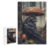 Rainy Forest Raven with Umbrella Mushroom Puzzle 1000 Pièces Educa Jouet en Bois Cadeau Unique Décoration Intérieure Jeu Éducatif Challenge Toy Adultes Et Enfants À Partir De 14 Ans 1000 PCS
