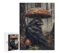Rainy Forest Raven with Umbrella Mushroom Puzzle 1000 Pièces Educa Jouet en Bois Cadeau Unique Décoration Intérieure Jeu Éducatif Challenge Toy Adultes Et Enfants À Partir De 14 Ans 500 PCS