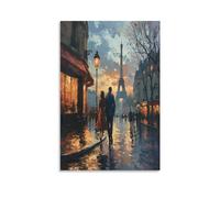 Rainy Paris Impression Sur Toile Tableaux Mur Eiffel Tower Art Décoration Peinture Toilettes Chambre Salon Décor À La Maison 08x12inch(20x30cm)