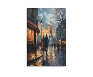 Rainy Paris Impression Sur Toile Tableaux Mur Eiffel Tower Art Décoration Peinture Toilettes Chambre Salon Décor À La Maison 08x12inch(20x30cm)