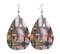 Rainy Street In Paris Boucles d'oreilles en cuir avec pendentif en forme de goutte d'eau | Boucles d'oreilles légères et polyvalentes | Convient pour les trajets quotidiens et les rendez-vous galants