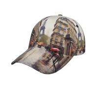 Rainy Street in Paris Casquettes de baseball pour homme et femme - Casquette de golf à profil bas - Réglable - Casquette de balle lavée - Noir