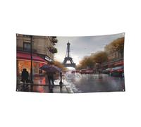 Rainy Street in Paris - Chapeau d'Halloween à couverture complète - Couvre-chef de sorcière pliable pour festivals, fêtes et fêtes avec tissu lavable en machine