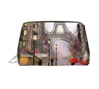 Rainy Street in Paris Grand organiseur de maquillage polyvalent avec fermeture éclair sécurisée pour femme, doré, One Size