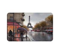 (Rainy Street in Paris) - Tapis de porte imprimé pour salle de bain, chambre à coucher et bureau - Tapis de bain de sol doux et antidérapant - Tapis d'intérieur moderne - 50,8 x 80 cm