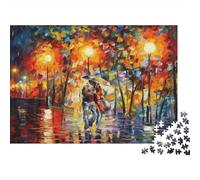 Rainy Street Puzzles 1000 Pièces Recyclé Oil Painting Senior Puzzles Fête Jeu Accessoires Idée de Cadeau Parfaite for Famille and Friends Anniversaires 52x38cm/1000pcs