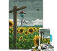 Rainy Sunflower Field with Wind Chime Puzzle en Bois, 1000 pièces