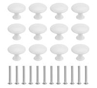 Rairsky 12 Pièces Bouton de Meuble, 30mm Ronds Boutons de Portes Blanc pour Placards, Bouton de Tiroir pour Commode, Armoire