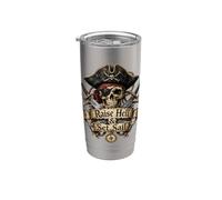 Raise Hell & Set Sail Pirate Skull : aventure nautique Gobelet isotherme en acier inoxydable double paroi