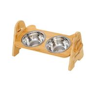 Raised Bowl Stand, Non Slip Dog Feeder Stand, Adjustable Wooden Pet Supplies, Stable Animal Feeding Station, Neater Floor Feedings for Dogs and Cats, 15.35x6.69x7.09 inches