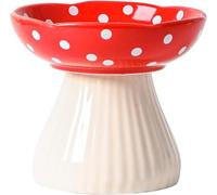 Raised Cat Bowl Ceramic Cat Bowl Cute Mushroom Design Food Water Bowl Large Shallow for Adult Cats Small Dogs