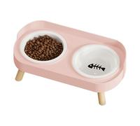 Raised Cat Bowl - Ceramic Spill Proof Feeder, Elevated Pet Food Bowl, Durable Feeding Station | Convenient Mealtime Solution for Kitten Small Medium Dog Indoor Outdoor Home Garden Yard Patio Porch