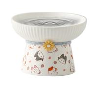 Raised Cat Bowl, Elevated Cat Food Bowl, Ceramic Water Bowl, Cat Feeding Dish, Elevated Ceramic Cat Bowl Raised Feeding Dish Anti-Slip Base Bowl for Small Dogs and Kittens