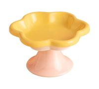 Raised Cat Bowls - Elevated Food Water Bowl, Cute Flower Pattern Ceramic Design, Sturdy Comfortable Structure | Lightweight Portable Feeding Accessory, Ideal for Kittens Fat-Faced Cats, Small Dogs