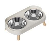 Raised Cat Feeding Station - Stainless Steel Pet Bowl, Puppy Food Container | Elevated Kitten Water Drinking Dish Set, Ergonomic Neck Protection Hardware for Indoor Home Apartment