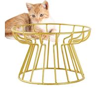 Raised Cat Food Bowls - Whisker-Friendly Anti-Vomit Ceramic Plate, Elevated Cat Bowl with Metal Stand | Shallow Food & Water Dish for Cats, Ergonomic Raised Cat Feeding Dish, Durable Cat Bowl