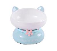 Raised Ceramic Cat Bowl - Anti Vomiting 15 Degree Tilted Cat Dish, Cute Slanted Mouth Raised Cats Bowls Stable for Food and Water Feeding Pet Supplies for Kittens Adult Cats HomeBackflow Prevention