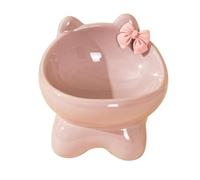 Raised Dishes for Cats, 15-Degree Tilted Pet Cat Food Bowl, Non-Slip Kitten-Shape Bowl, Sturdy Ceramic, Pet Feeding Bowl for Indoor Cat Small Dog Kitten, 5.71x5.91 inches