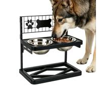 Raised Dog Bowl Stand - Anti-Slip Base Dry-Wet Feeding Support | Raised Stand With - 2 Stainless Steel Bowls For Water Yogurt Diced Chicken Beef Jerky Kitchen Living Room Yard Backyard