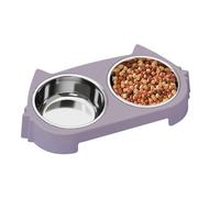Raised Dog Bowl Stand | Anti-Slip Feeding Detachdable Station | Dog Bowl Riser with Double Stainless Steel Dish - for Home Living Room Kitchen Apartment Dining Area Yard Patio Garage