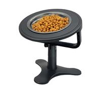 Raised Dog Feeders - Tilted Whisker Fatigue Bowls, Ergonomic Bamboo Base with Removable Stainless Inserts, Sturdy Anti Tip Design, Ideal for Managing Fast Eaters Puppies Kittens Home