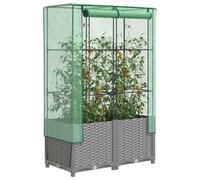 Raised Garden Bed with Greenhouse Cover 80x40x138 cm, Rattan Look Elevated Planter Box with Waterproof PE Cover, Sturdy Metal Frame for Outdoor Balcony Courtyard Vegetable Herb Flower Planting