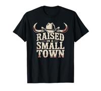 Raised in a Small Town - T-Shirt Style rodéo Cowboy Vieilli T-Shirt