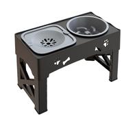 Raised Pet Bowl, Adjustable Non-Slip Feeder and Waterer, ABS, Silicone with Spill Prevention Bowls for Animal Feeding, Ideal for Small to Medium Animals, Kittens and Puppies, 43x24.3x8.2cm