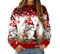 RAISEVERN Sweatshirts Noël Femmes Horteras Ugly Divertidas Sweat Drôle Manches Longues Personalizadas Père Noël Rouge Blanc, XXL