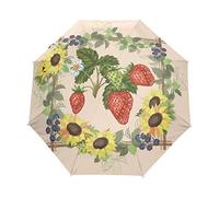 Raisin De Fleur Parapluie Pliant Ouverture et Fermeture Automatique Protection UV Parapluies Pliant Coupe-Vent Ultra-léger pour Voyager Plage Femmes Enfants Fille