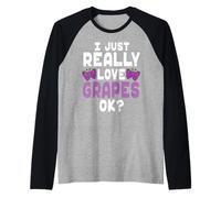Raisin Kawaii pour Les Amateurs de Raisin - Cute I Love Grapes OK Manche Raglan
