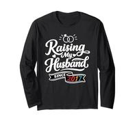 Raising My Husband Since 2017 Funny Wedding Anniversary Wife Manche Longue