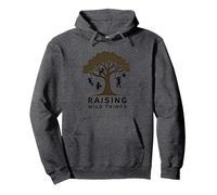 Raising Wild Things: Silhouette d'arbre ludique pour Enfants Sweat à Capuche, Unisexe pour Adultes, Chiné Foncé, XL