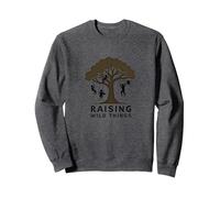 Raising Wild Things: Silhouette d'arbre ludique pour Enfants Sweatshirt, Unisexe pour Adultes, Chiné Foncé, XL