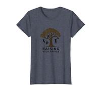Raising Wild Things: Silhouette d'arbre ludique pour Enfants T-Shirt, Femme, Bleu Chiné, 3XL