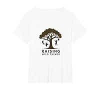 Raising Wild Things: Silhouette d'arbre ludique pour Enfants T-Shirt, Femme Grandes Tailles, Blanc, 3X
