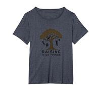 Raising Wild Things: Silhouette d'arbre ludique pour Enfants T-Shirt, Femme Grandes Tailles, Bleu Chiné, 3X