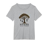 Raising Wild Things: Silhouette d'arbre ludique pour Enfants T-Shirt, Femme Grandes Tailles, Gris Chiné, 3X