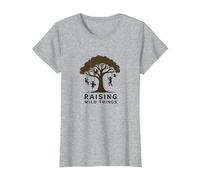 Raising Wild Things: Silhouette d'arbre ludique pour Enfants T-Shirt, Femme, Gris Chiné, 3XL