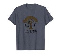 Raising Wild Things: Silhouette d'arbre ludique pour Enfants T-Shirt, Homme, Bleu Chiné, XXL