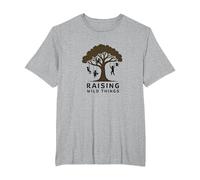 Raising Wild Things: Silhouette d'arbre ludique pour Enfants T-Shirt, Homme Grandes Tailles, Gris Chiné, 4X Tall