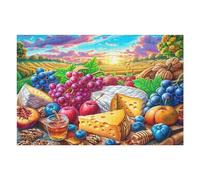 Raisins de la récolte 1000 Pièces Puzzle Collectionneur en Carton Haute Qualité Panier, Produits pastoraux Haute Difficulté Décoration Murale Oeuvre d'art Cadeau Noël Premium 1000 PCS
