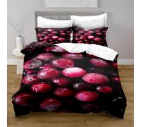 Raisins Housse de Couette 160x200 Parures de Lit 1 Personne Imprimé 3D Microfibre Douce Fruits Housses Couette avec 2 Taies d'oreiller et Fermeture Éclair i.5847