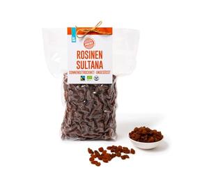 Raisins sultana séchés bio commerce équitable 1kg, non huilés directement des petits producteurs de Samarkand en Ouzbékistan, végétalien, emballage familial, Value-Pack 1000g