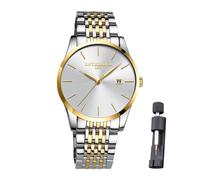 Raitown Montre Homme Acier Inoxydable Étanche Grand Cadran Style Minimaliste Classique Quartz Montre pour Hommes Noir Bleu
