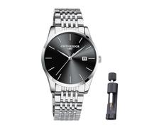 Raitown Montre Homme Acier Inoxydable Étanche Grand Cadran Style Minimaliste Classique Quartz Montre pour Hommes Noir Bleu